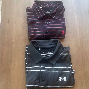 2 Under Armour Large black bundle of polo golf shirts.  Good condition!